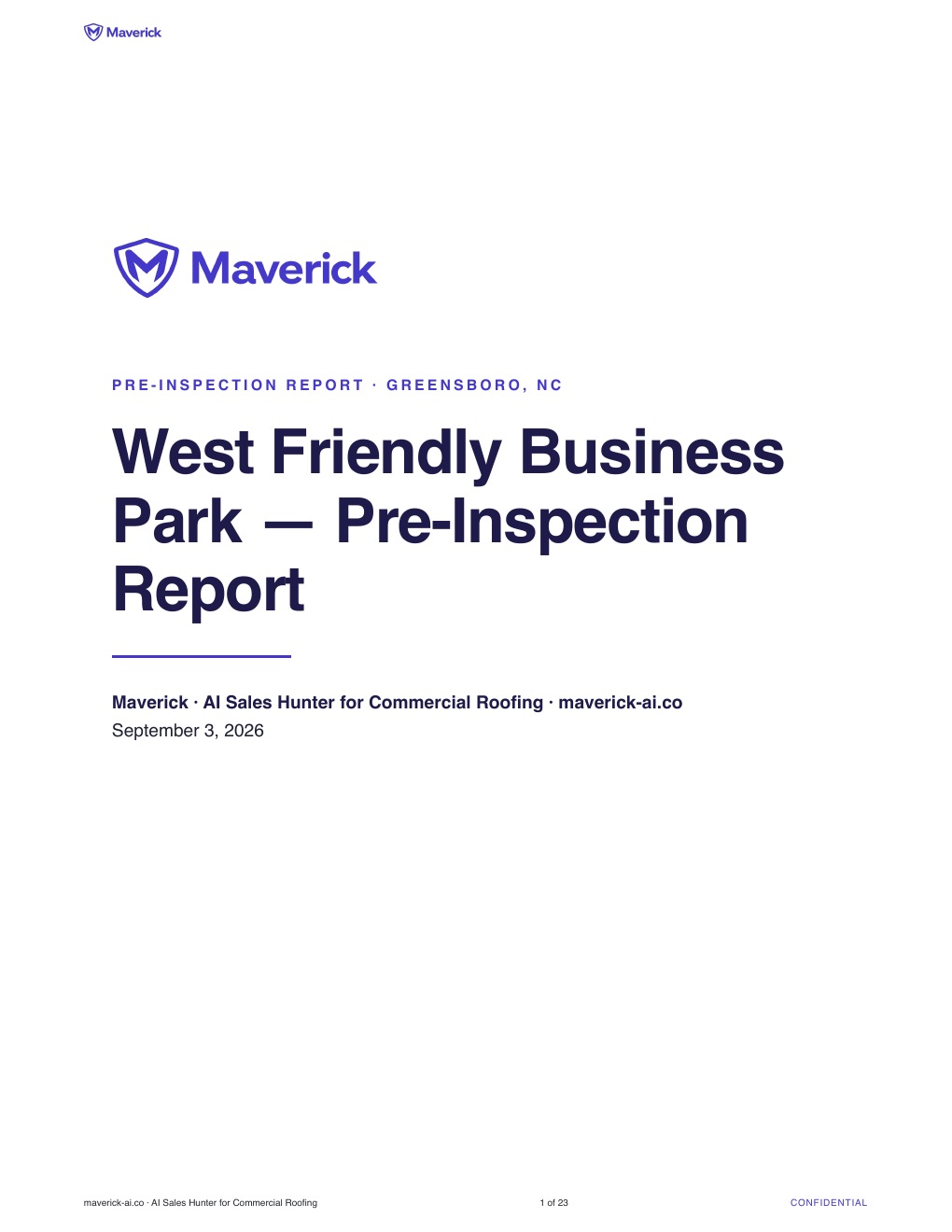 Pre-inspection report, page 1 of 23
